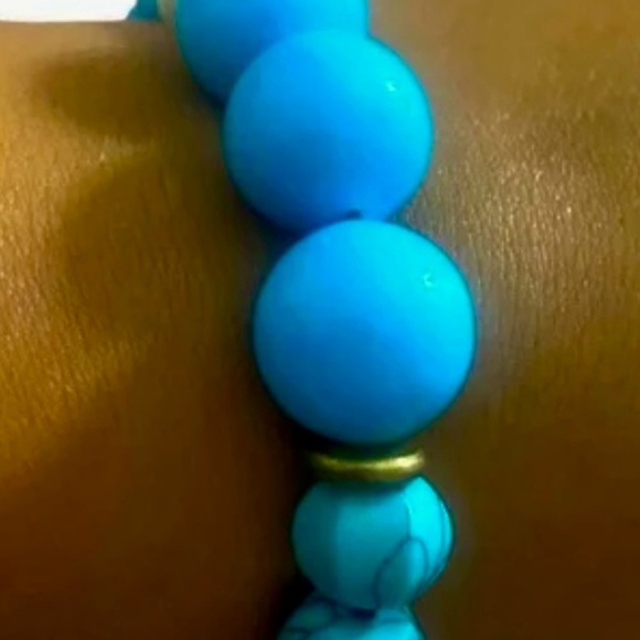 ANTHROPOLOGIE BRACELET PULL ON STYLE SEREFINA BEADED STRETCH BRACELET BLUE BLACK - Picture 6 of 6